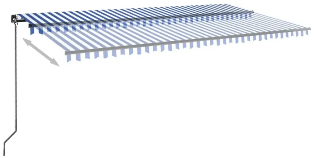 Toldo retrátil manual 600x350 cm azul e branco