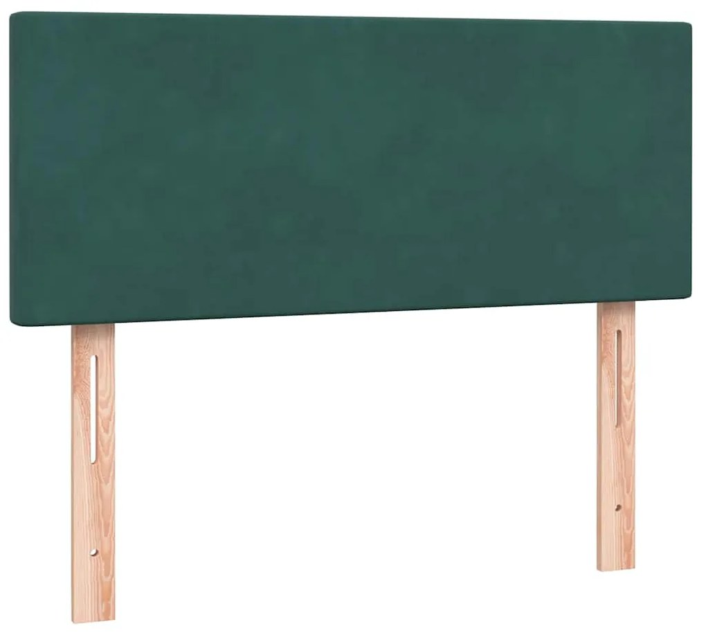 Cama boxspring com colchão 120x210 cm veludo verde-escuro