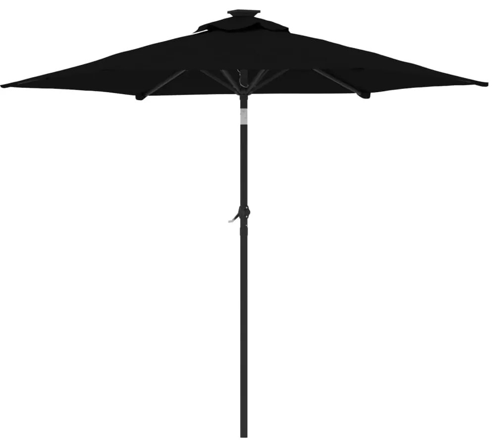 Guarda-sol de jardim com poste de aço 225x225x212 cm preto