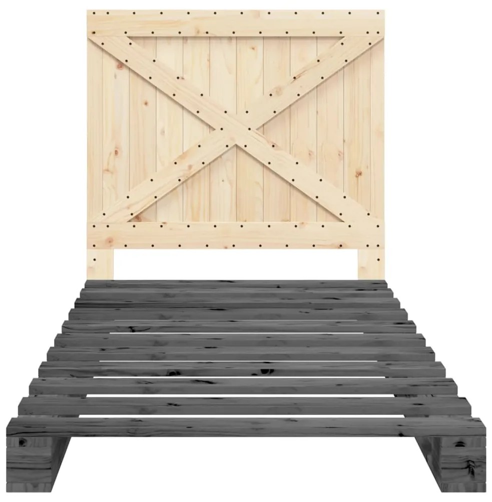 Estrutura de cama com cabeceira 100x200cm pinho maciço cinza