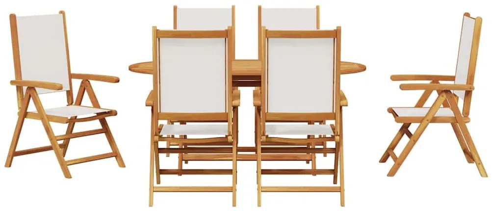 Conjunto de Jantar de Jardim Manual 7 pcs Branco creme