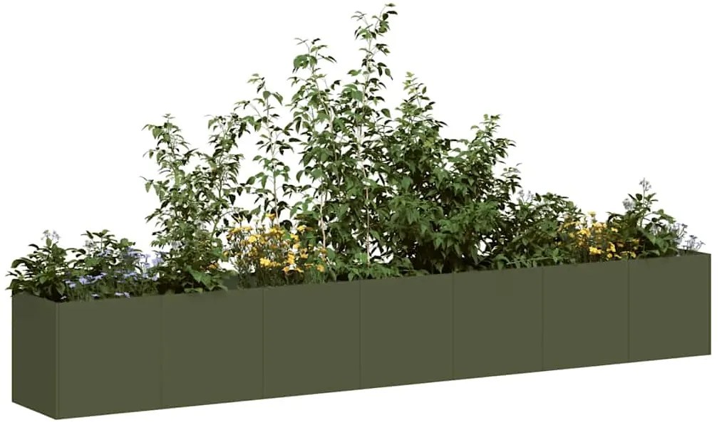 vidaXL Vaso floreira 280x40x40 cm aço laminado a frio verde