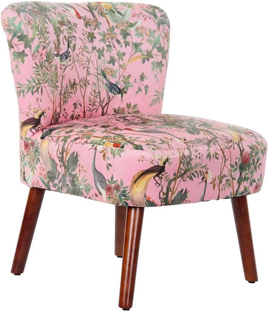 Cadeira DKD Home Decor Cor de Rosa Poliéster Madeira (61 x 60 x 77 cm)