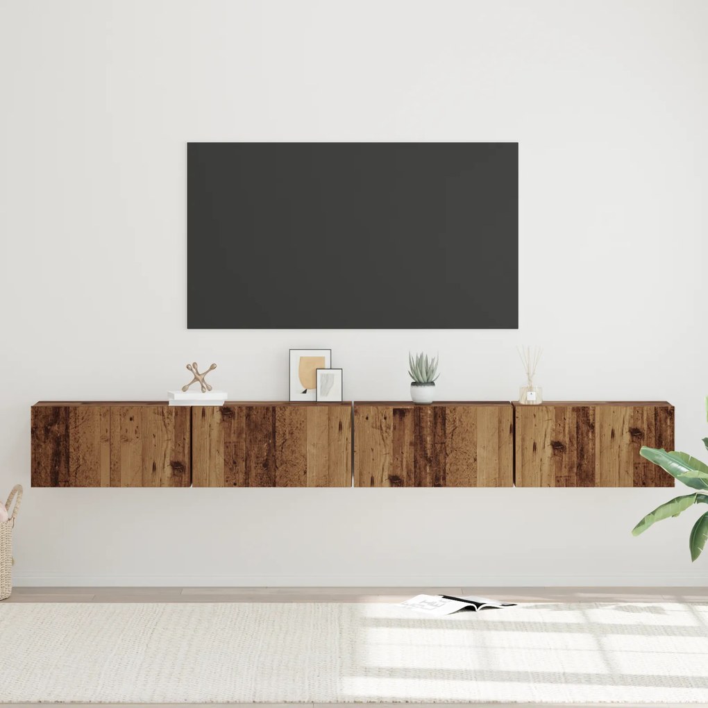 Conjunto de móvel de TV com armazenamento com porta 4 pcs Madeira Anti