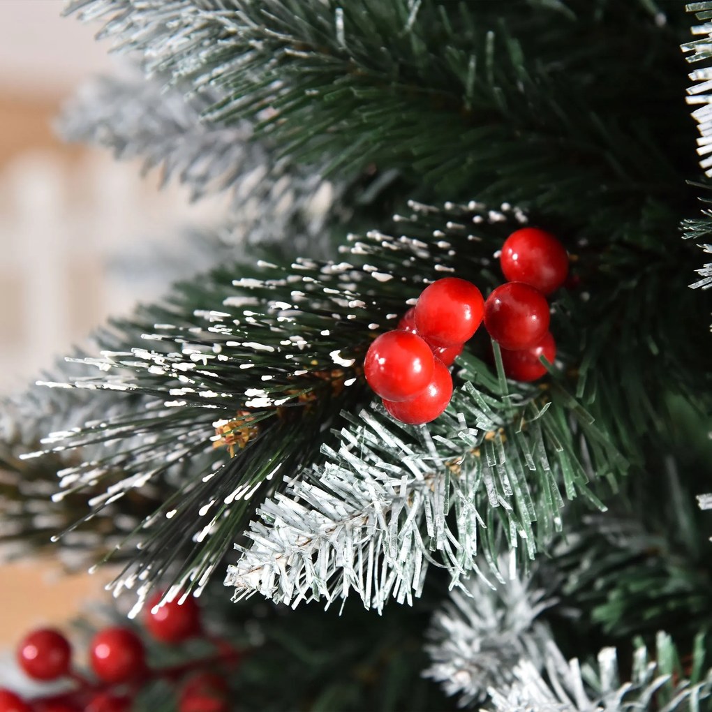 Árvore de Natal Artificial 180cm Ignífugo com 539 Ramos 51 Bagas Folha