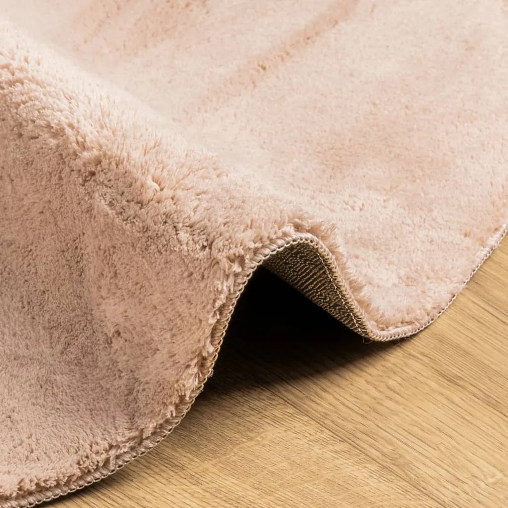 Tapete pelo curto macio e lavável HUARTE Ø 100 cm rosa-pálido