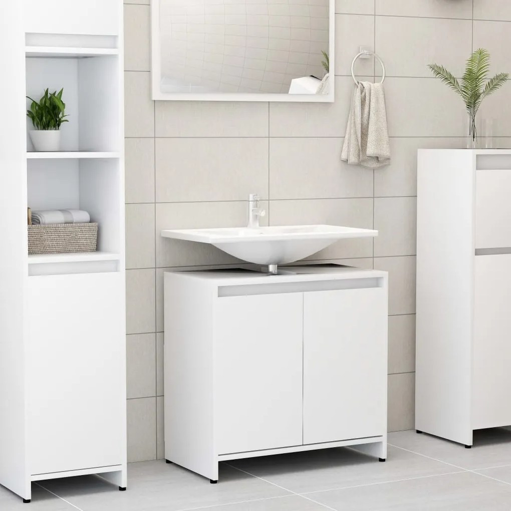 802642 vidaXL Armário de casa de banho 60x33x61 cm contraplacado branco