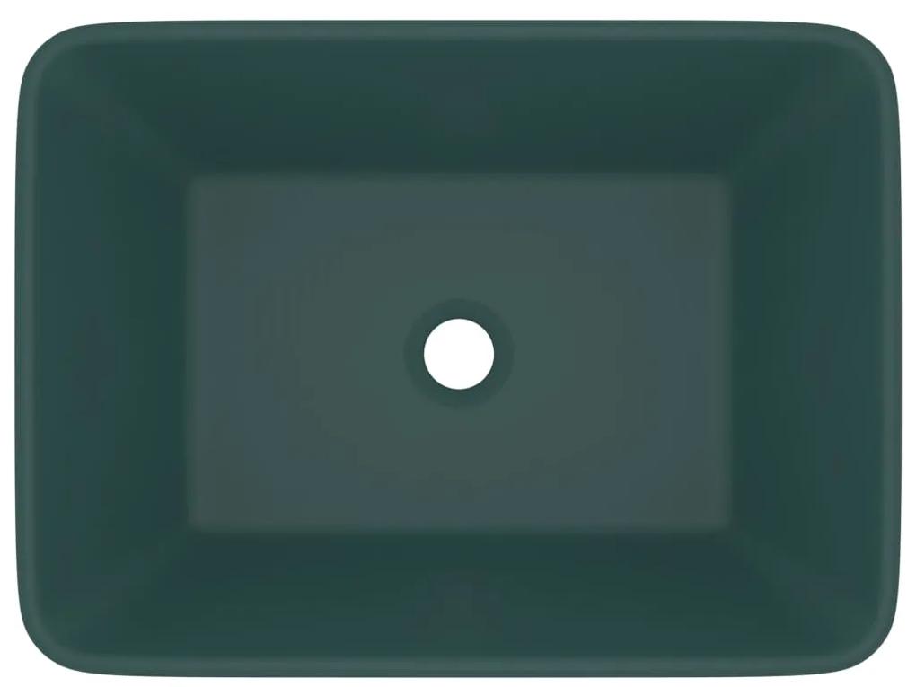 Lavatório luxuoso 41x30x12 cm cerâmica verde-escuro mate