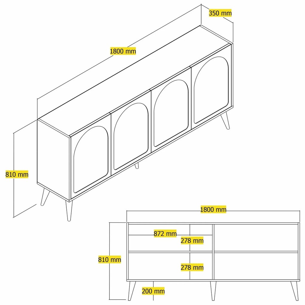 Console Lyon – Cream Walnut – 180 cm x 81 cm x 35 cm