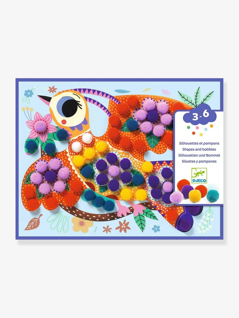 Caixa de colagens, Silhuetas e pompons - DJECO multicolor