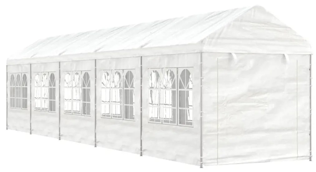 vidaXL Gazebo com telhado 11,15x2,28x2,69 m polietileno branco