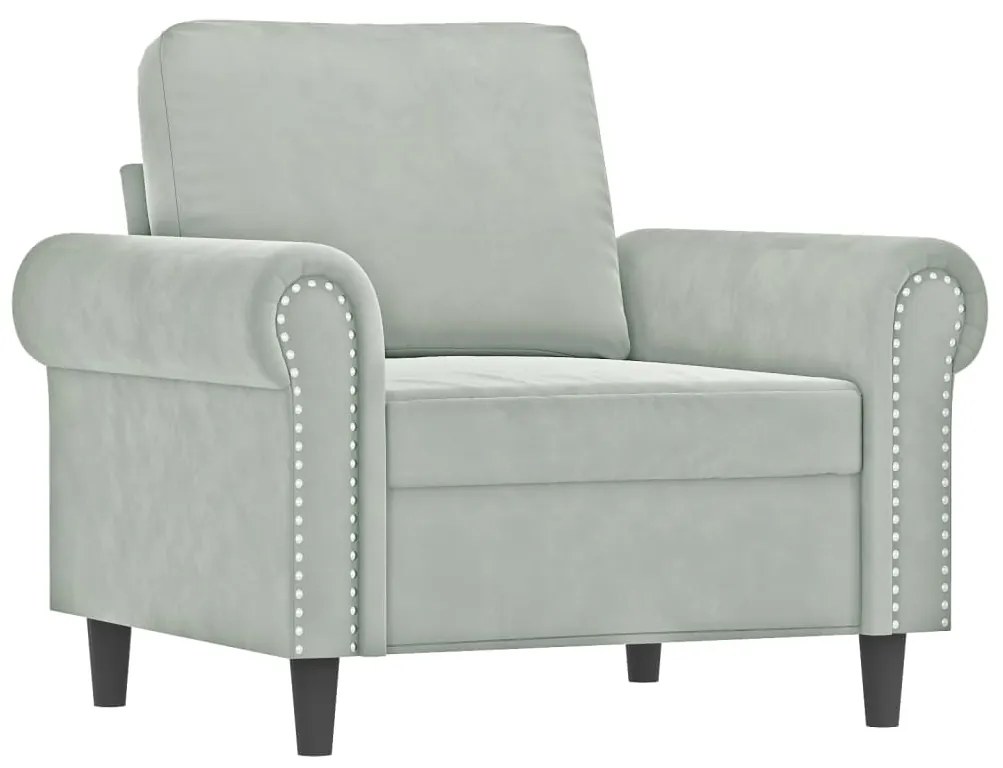 4 pcs conjunto de sofás com almofadas veludo cinzento-claro