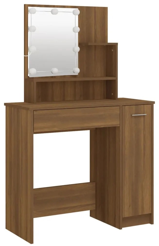 Toucador com LEDs 86,5x35x136 cm cor carvalho castanho