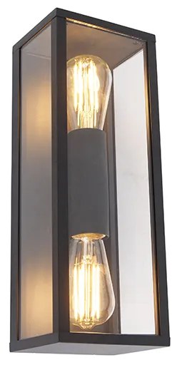 Candeeiro de parede industrial preto 38 cm 2-luzes IP44 - Charlois