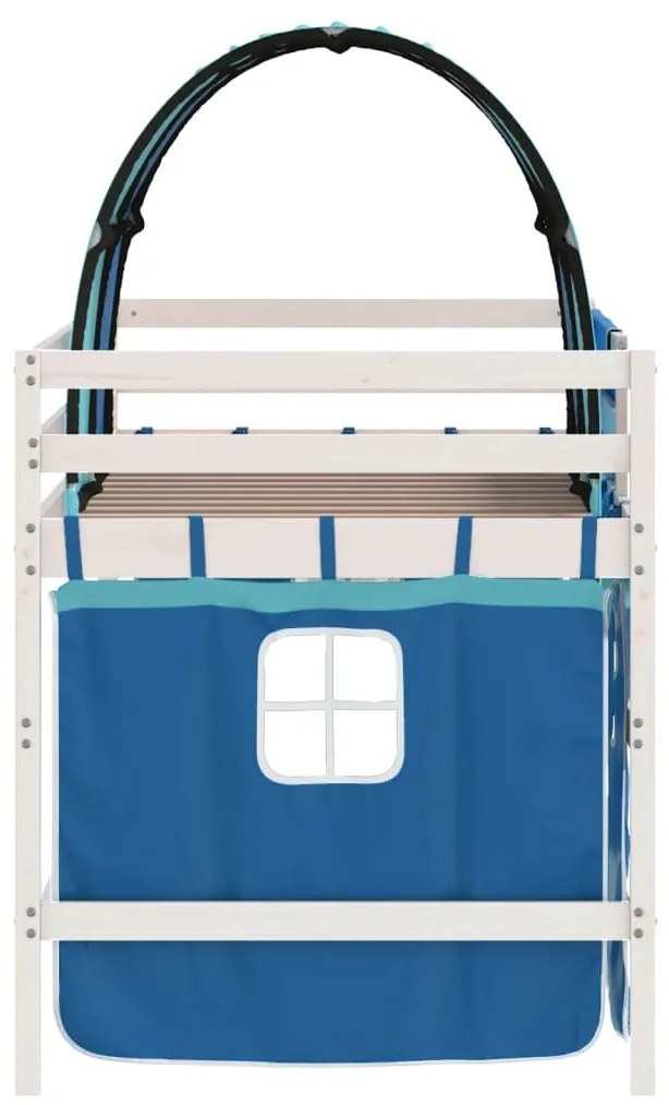 Cama alta p/ criança c/ túnel 90x190 cm pinho maciço azul