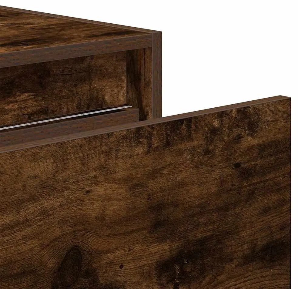 Mesa de cabeceira de parede com luzes LED carvalho fumado
