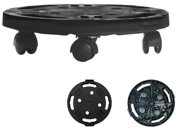 Plataforma redonda móvel 30 x 28 x 7 cm Suporte para plantas com 4 rodas universais Plataforma rolante móvel para móveis, vasos e floreiras Preta