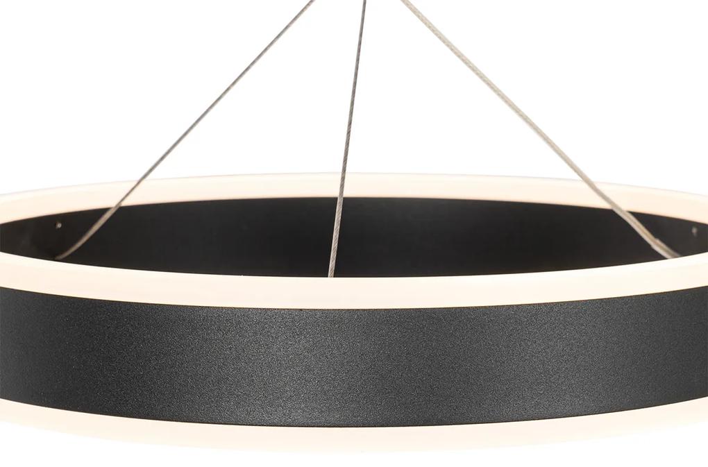 Candeeiro suspenso preto redondo incl. LED 3 níveis regulável com 3 luzes - Lyani Design