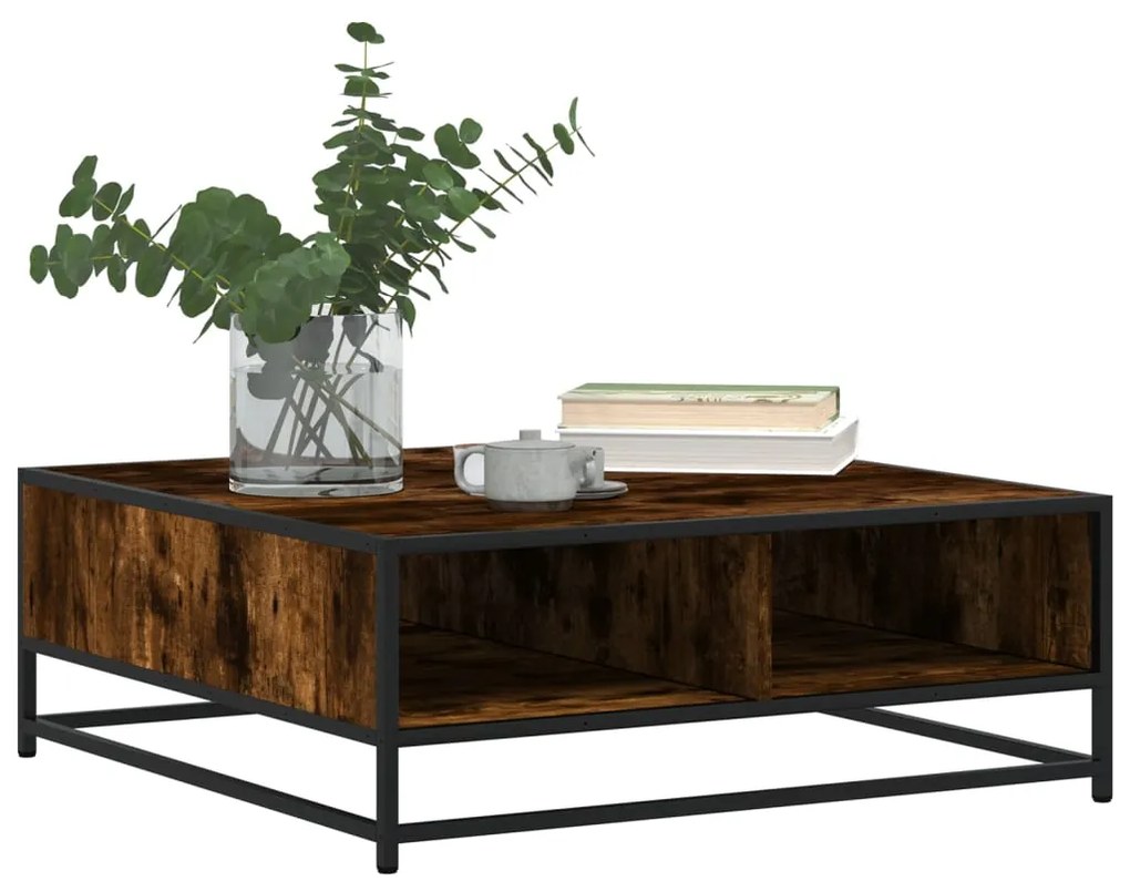 Mesa de centro 80x80x30 cm deriv. madeira/metal carvalho fumado