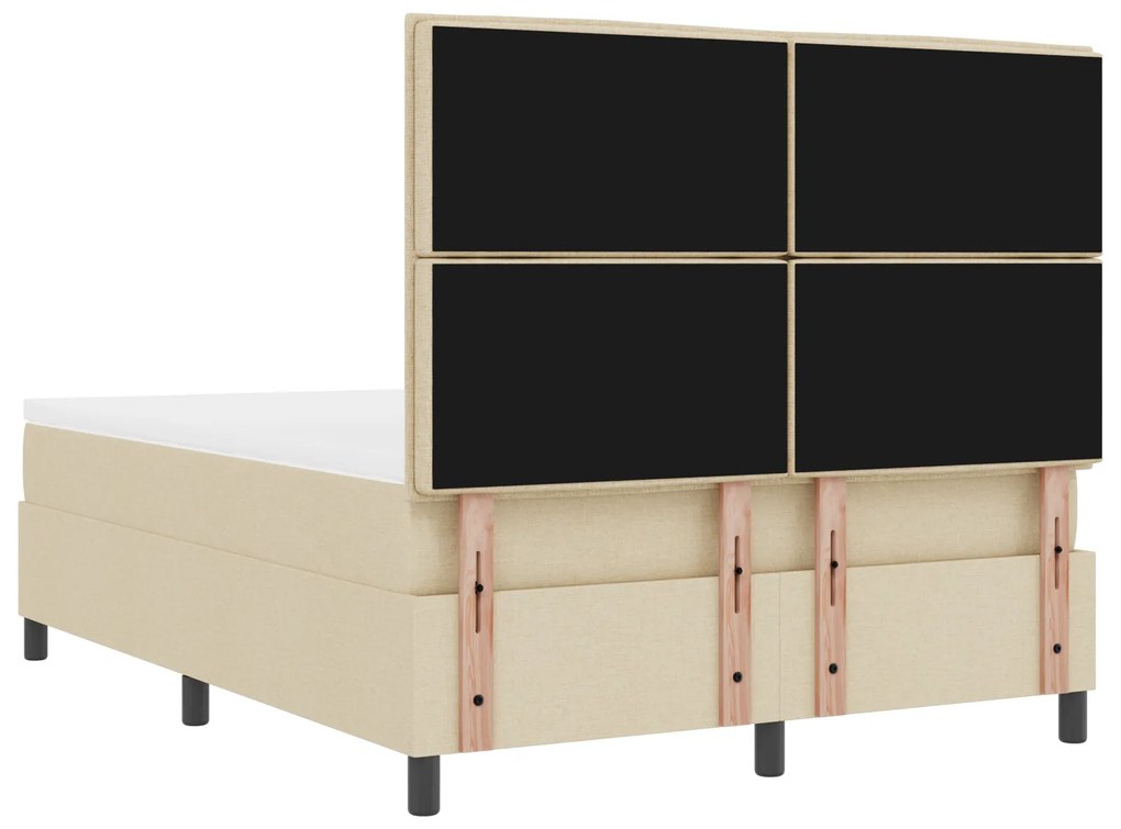 Cama Box Spring com Colchão Creme 140x190 cm Tecido