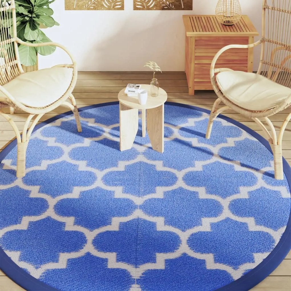 Tapete de exterior Ø200 cm ARAKIL PP Azul