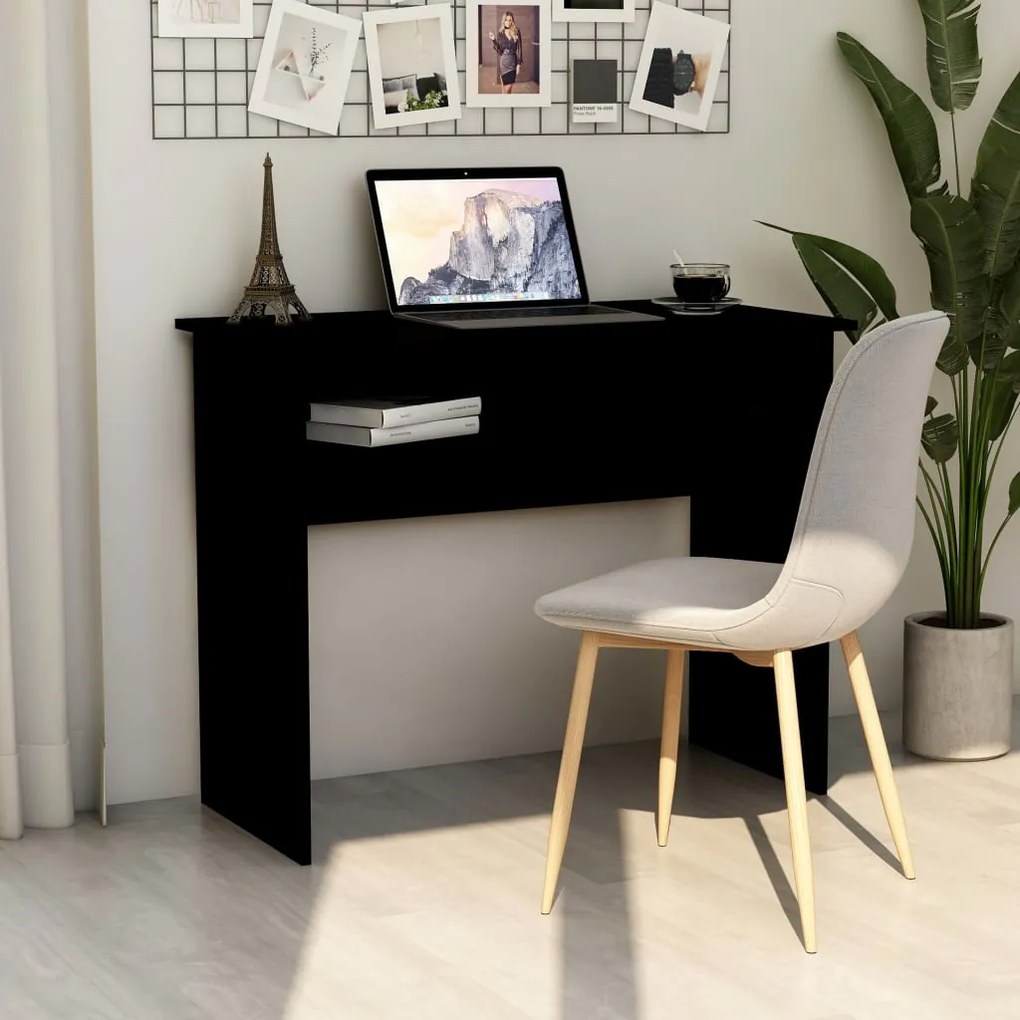 801171 vidaXL Secretária 90x50x74 cm contraplacado preto