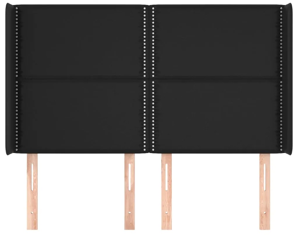 Cabeceira de cama c/ abas couro artif. 147x16x118/128 cm preto