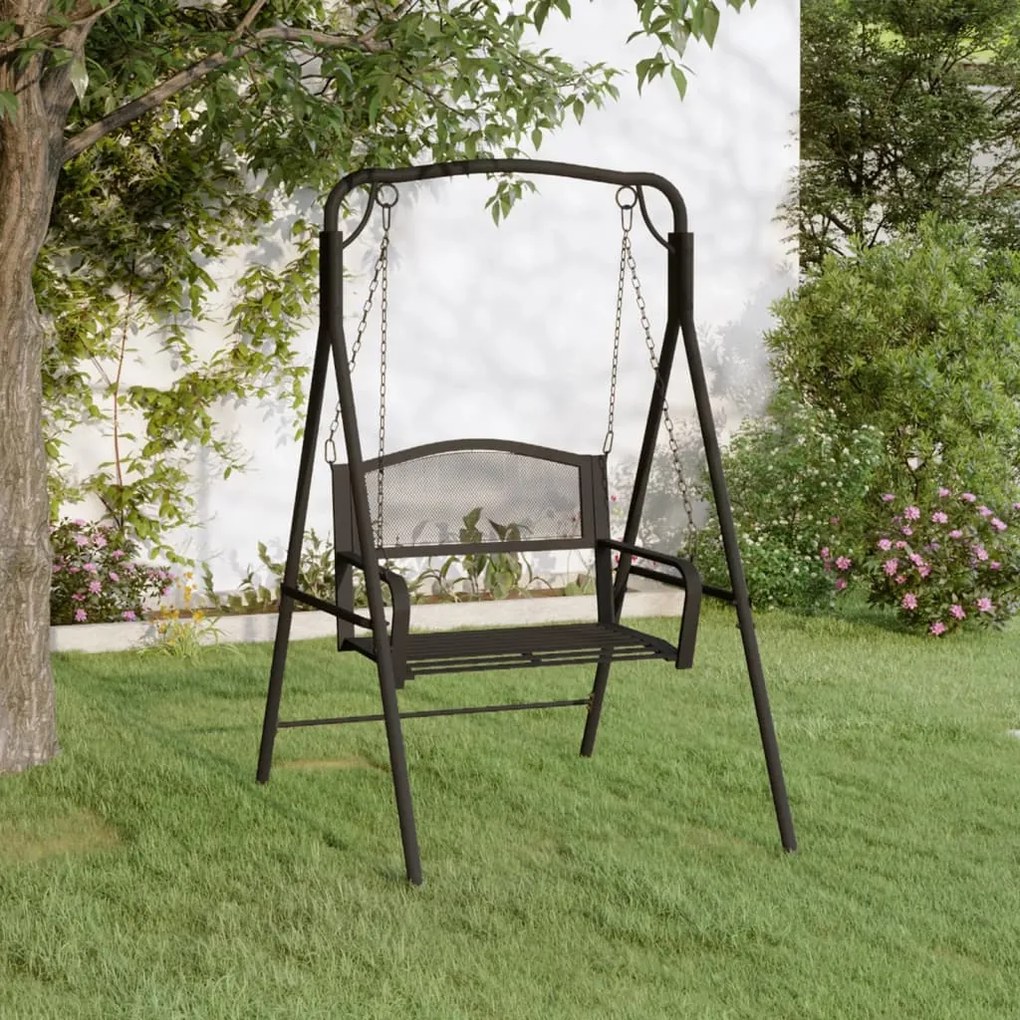 318832 vidaXL Banco de baloiçar 124 cm em aço preto