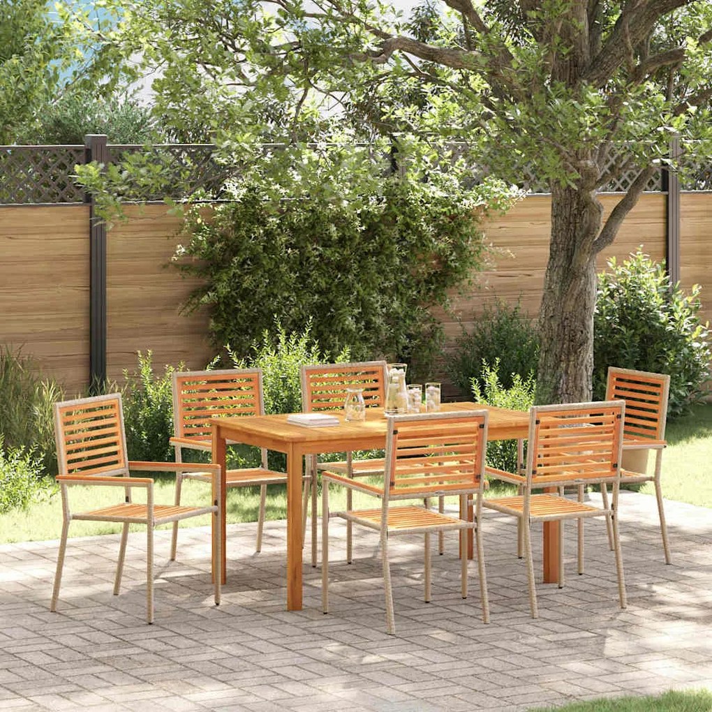 vidaXL Conjunto de Jantar de Jardim 7 pcs Bege 140 x 80 x 74 cm