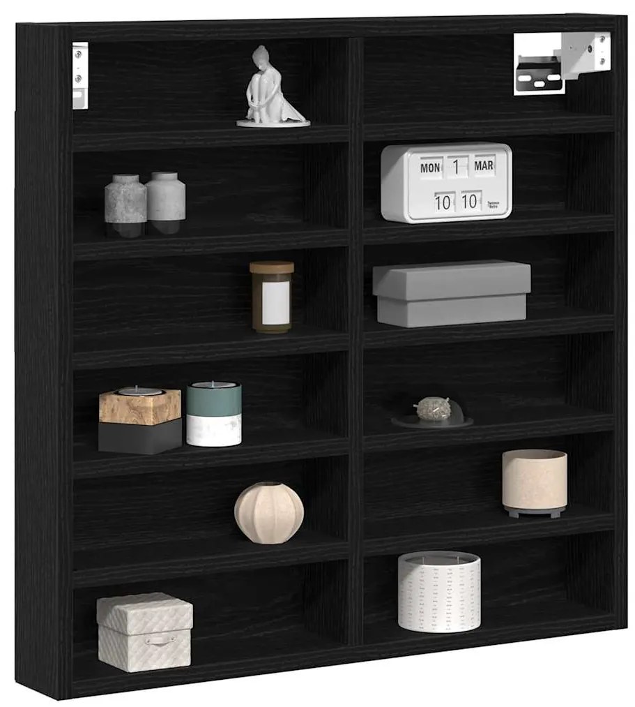 Armário Vitrine Preto Carvalho 60x8,5x58 cm Madeira Engenharia