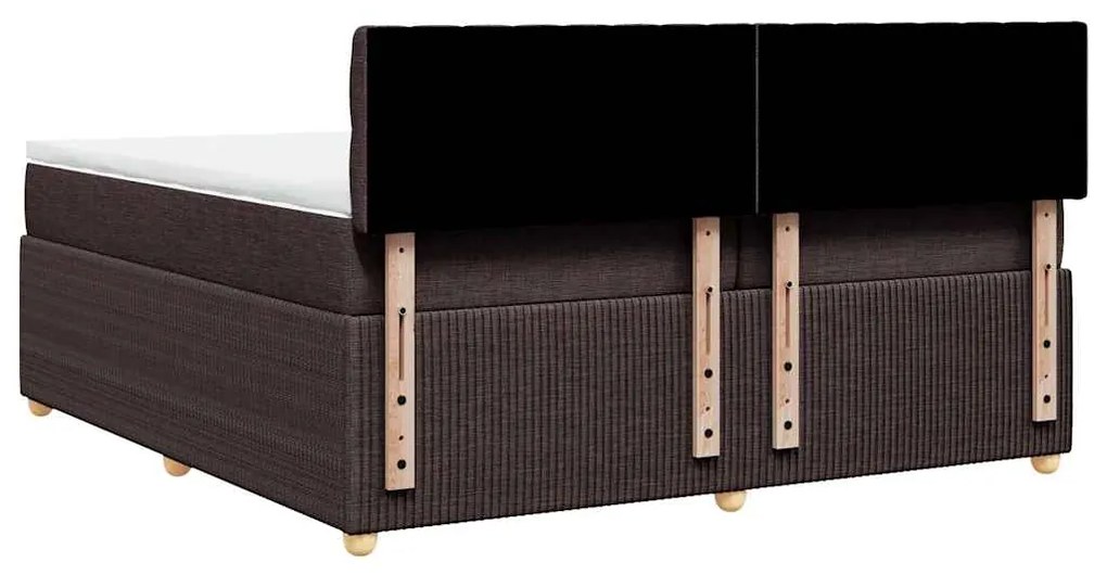 Cama com molas/colchão 200x200 cm tecido castanho-escuro