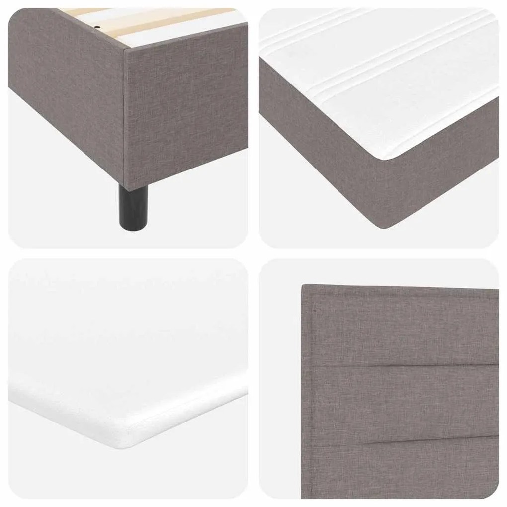 Cama Box com Colchão e Luz LED em Taupe, 120 x 190 cm de Tecido