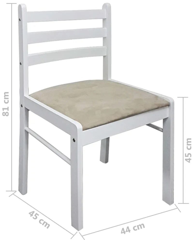 Cadeiras de jantar 2 pcs seringueira maciça e veludo branco