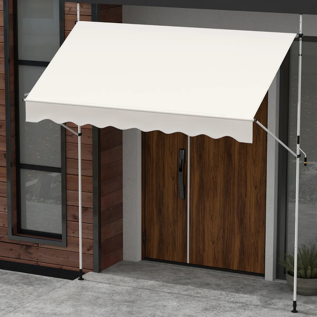 Toldo retrátil manual 2,5 m x 180 cm Sombra exterior ajustável sem perfuração com manivela para pátio, varanda, jardim Branco