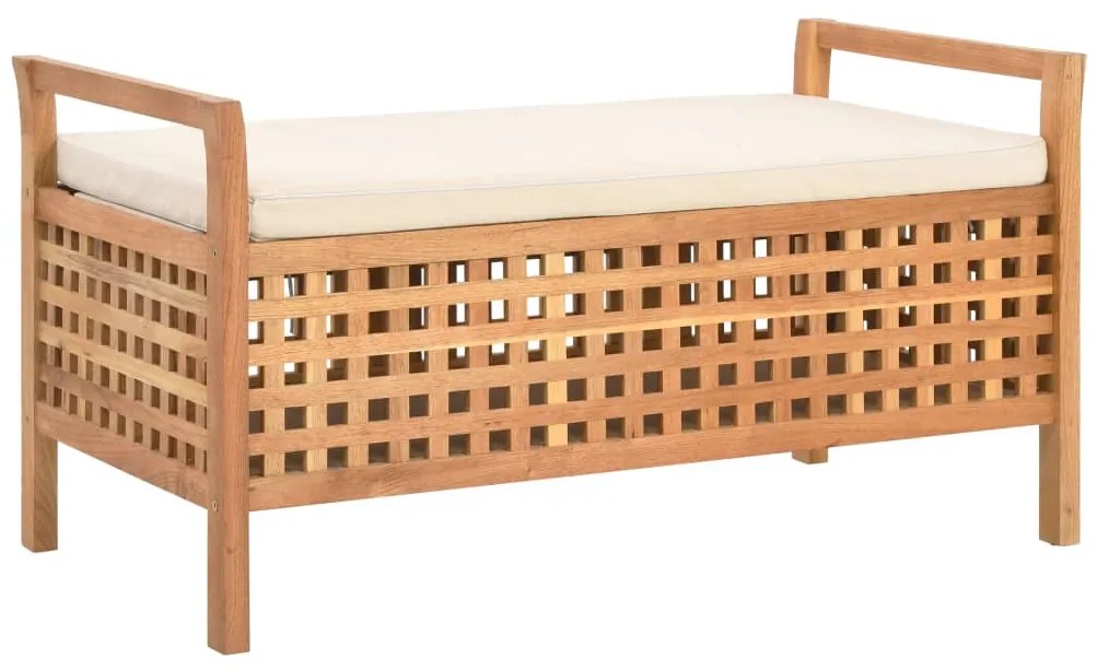 vidaXL Banco de arrumação 93x49x49 cm madeira de nogueira maciça