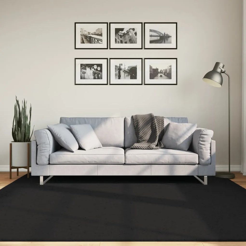 vidaXL Tapete pelo curto macio e lavável HUARTE 200x200 cm preto