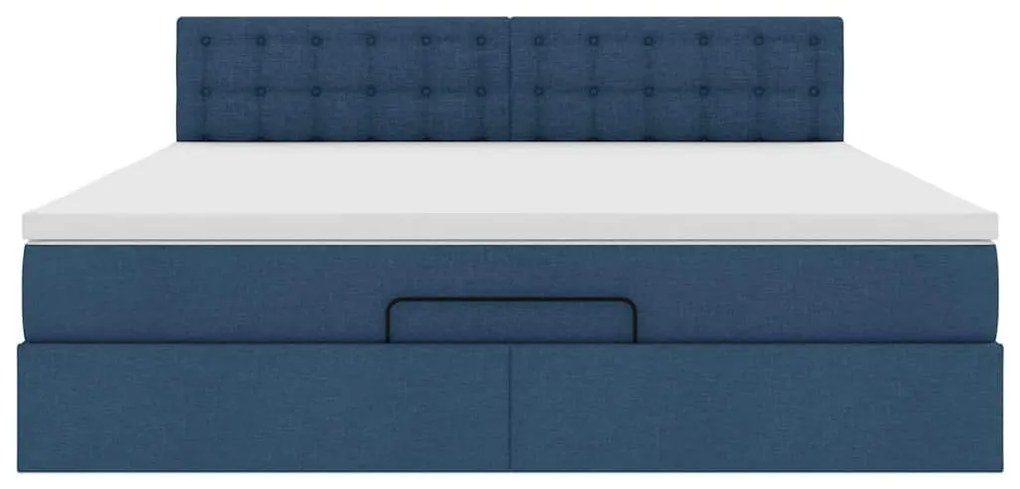 Estrutura de cama otomana com colchão 160x200 cm tecido azul