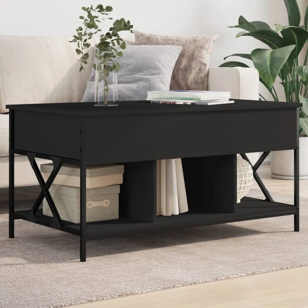 vidaXL Mesa de centro 100x55x50 cm derivados de madeira/metal preto