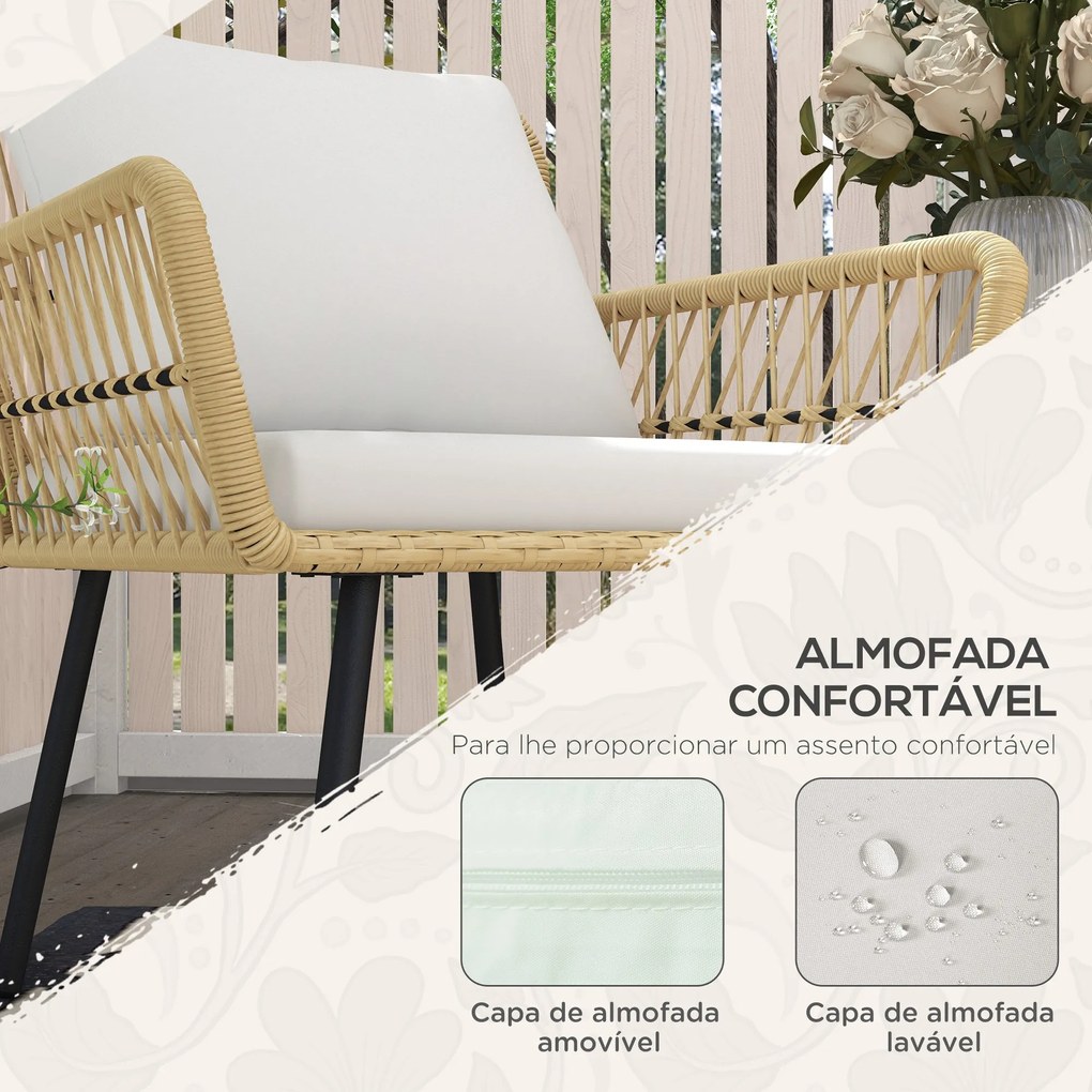 Conjunto de Mesa e Poltronas para Jardim Exterior Jogo de 3 Peças de V