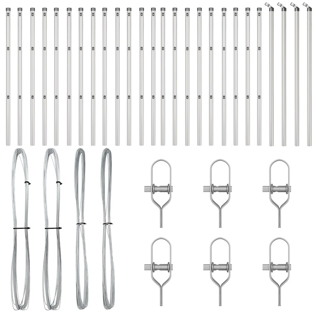 Postes de Cerca vidaXL 26 pcs Ø32 mm 120 cm Aço Galvanizado
