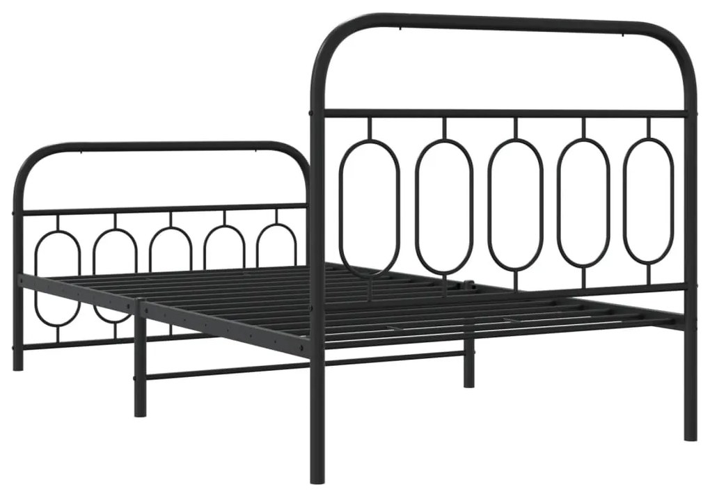 Estrutura de cama com cabeceira e pés 107x203 cm metal preto