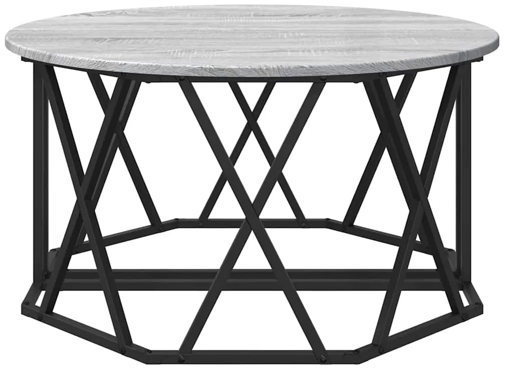 Mesa de Centro Cinza Sonoma 80x80x42 cm Feita de Madeira Engenharia