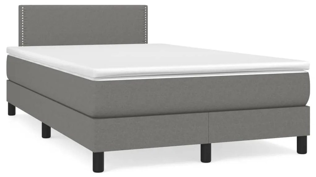 Cama boxspring com colchão 120x190 cm tecido cinzento-escuro