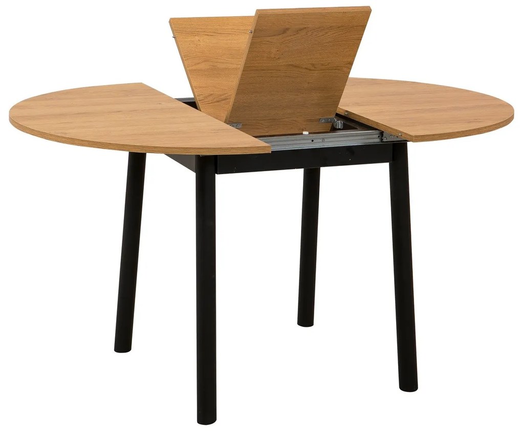 Mesa de Jantar Extensível Oliver – Carvalho/Preto – 100/131x75x100 cm