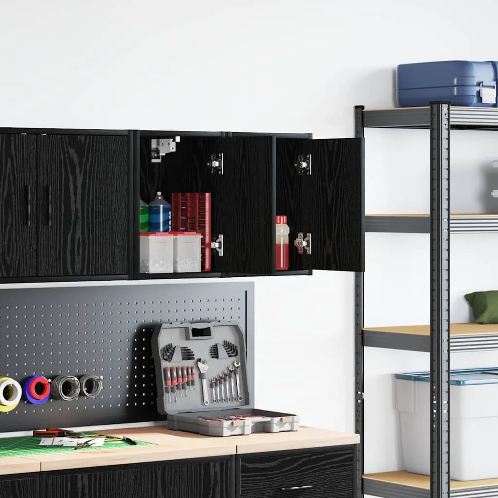 vidaXL Armários de parede para garagem 2 pcs derivados de madeira