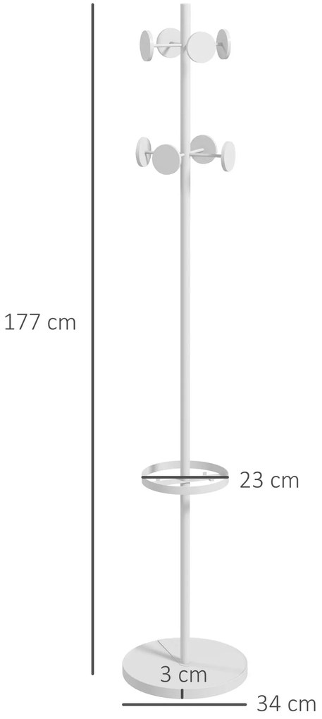 Cabide de Pé Ålesund com Suporte para Guarda-Chuvas – Ø34x177 cm – Bra