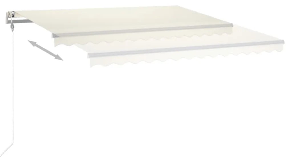 Toldo retrátil manual com luzes LED 4x3 m cor creme