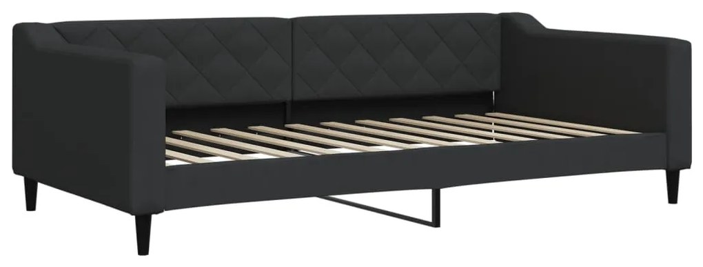 Sofá-cama com gavetão e gavetas 100x200 cm tecido preto