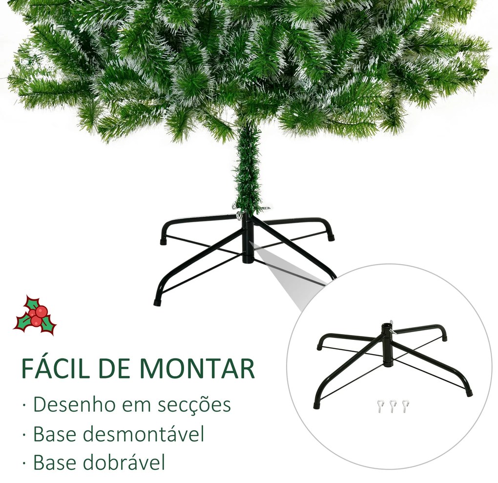 HOMCOM Árvore de Natal Artificial 210cm com 968 Ramos e Suporte de Met