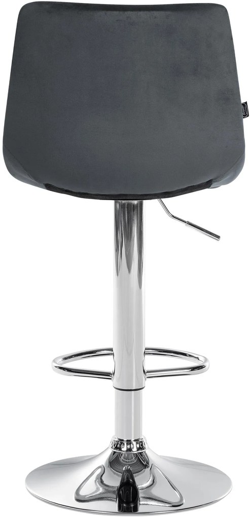 Banco de bar Jerry em veludo com estrutura cromada 87-108,5 x 43 x 46,5 cm Cinzento escuro